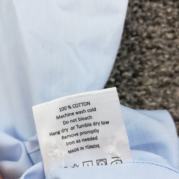 Teddy Stratford Shirt L/S Button Up Hidden Zipper Light Blue Mens Size 1 - Picture 5 of 10